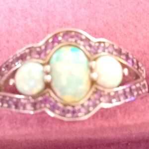 Opal and Purple Gemstone Ring